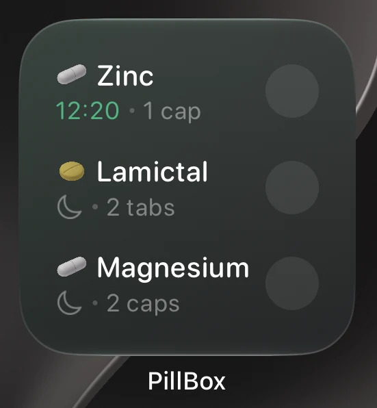 The widget with the next three doses